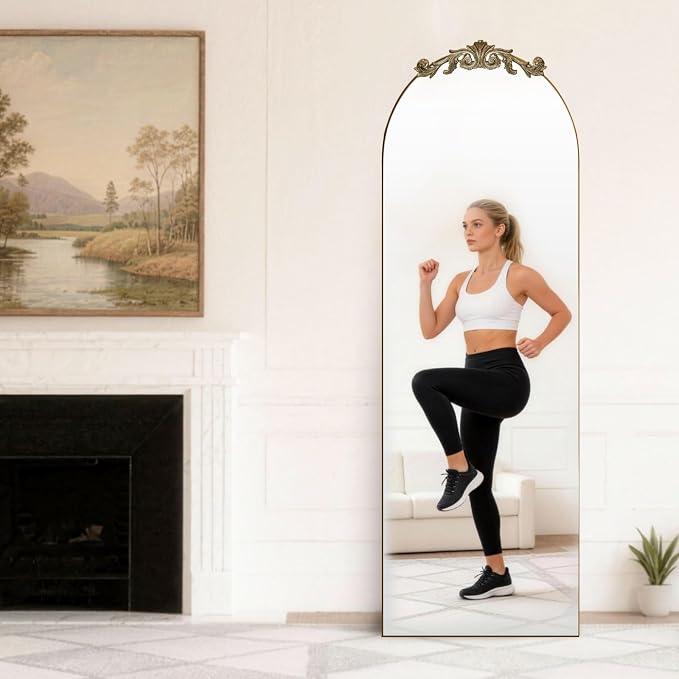 MISSDAY Vintage Baroque Full Length Mirror, Full Metal Frame Stand Up Retro - Image 6