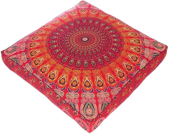 Mandala Floor Pillow Cover Meditation Cushion Seating Throw Hippie Round by EyesofIndia