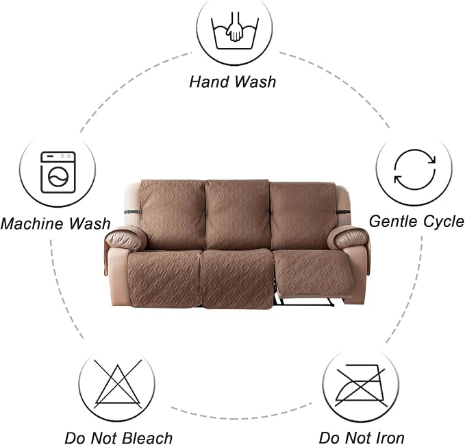 Genina Waterproof Couch Cover for Reclining Couch 3 Seater Non-Slip, Washable - Image 9