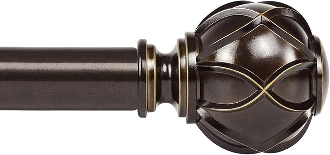 KAMANINA Single Curtain Rod 32 to 58 Inch, 7/8 Inch Antique Bronze Adjustable by KAMANINA