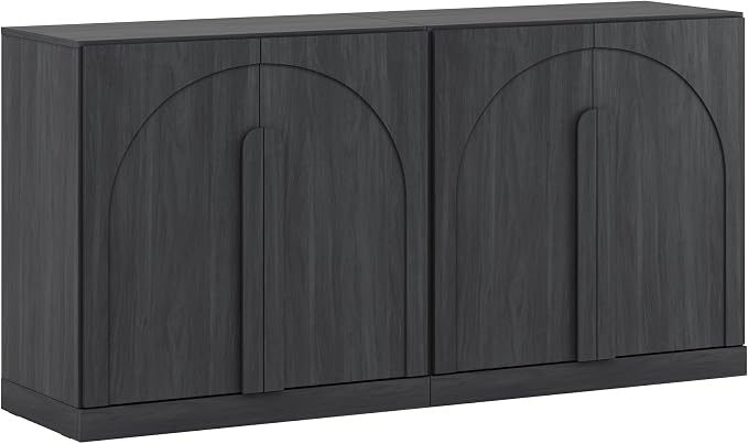 BELLEZE 2 Tier Bookshelf with Arched Wood Door - Image 8