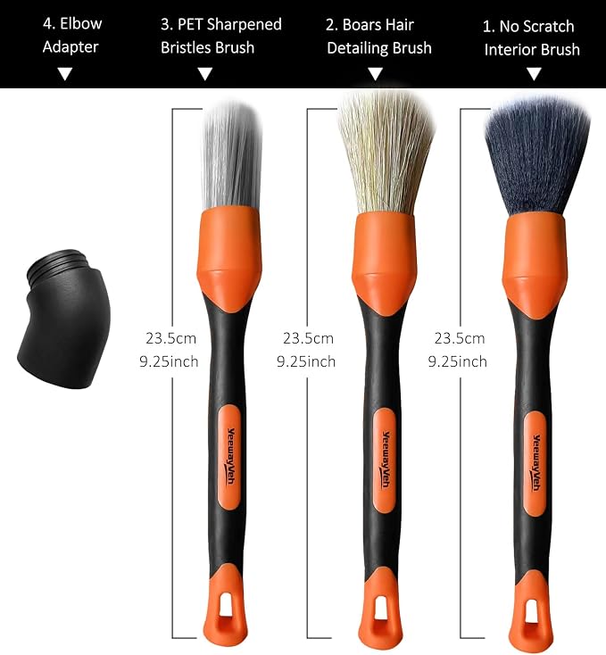 YeewayVeh 3pcs Car Detailing Brush Set, Boars Hair Detailing Brushes, Ultra - Image 8