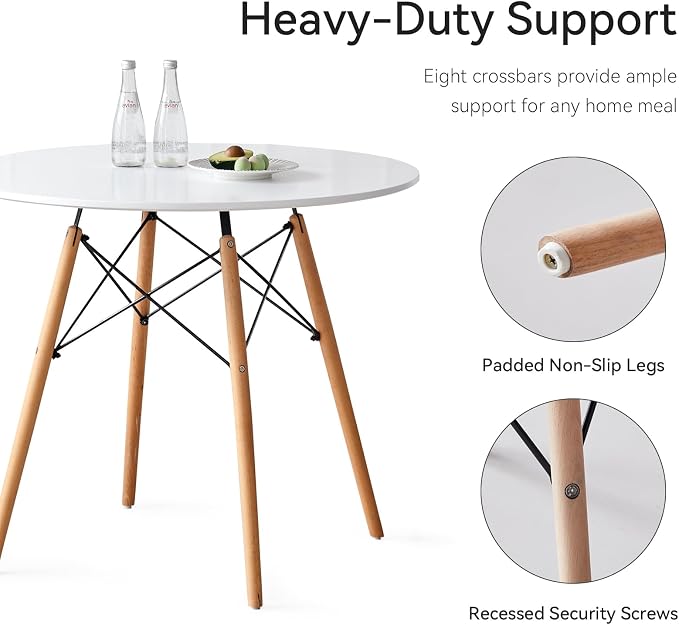 5-Piece Round Dining Table Set, Small 35.5" Kitchen Table Chairs Set of 4 Space - Image 5