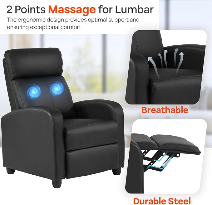 FDW Recliner Sofa Massage Chair Home Theater Seating - Image 6