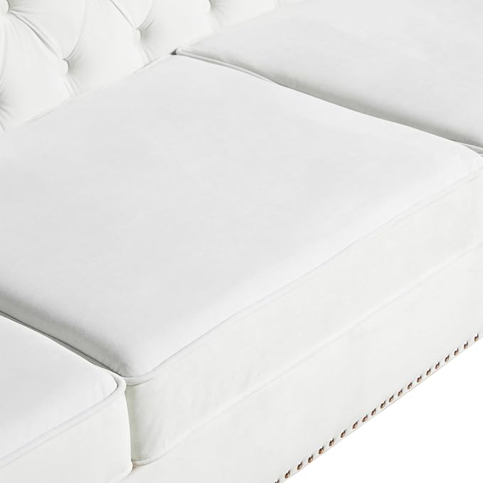 LEVNARY White Velvet Chair for Bedroom, Upholstered Sofa Chair - Image 5