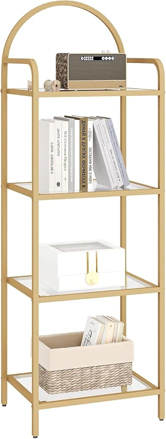 Hzuaneri Bookcase Bookshelf, Tempered Glass Bookshelves, Slim Shelving Unit - Image 9