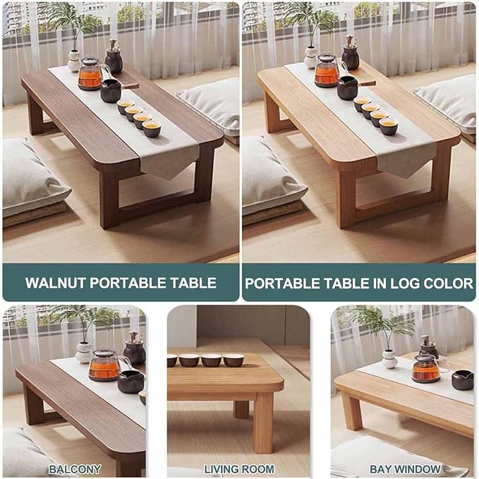 31.5in Japanese Floor Table, Vintage Tea Table Low Table, Rectangular Style - Image 7