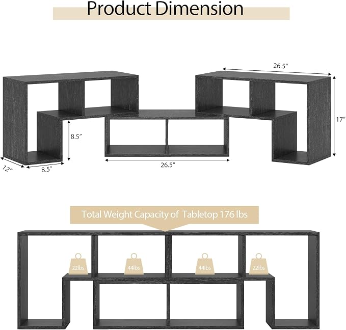 Tangkula 3 Pieces Console TV Stand, Free-Combination Entertainment Center - Image 5