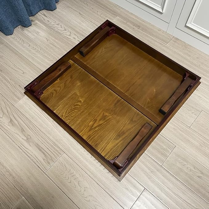 Rustic Wooden Korean Coffee Table Folding Legs 24 x 24 inches - Image 5