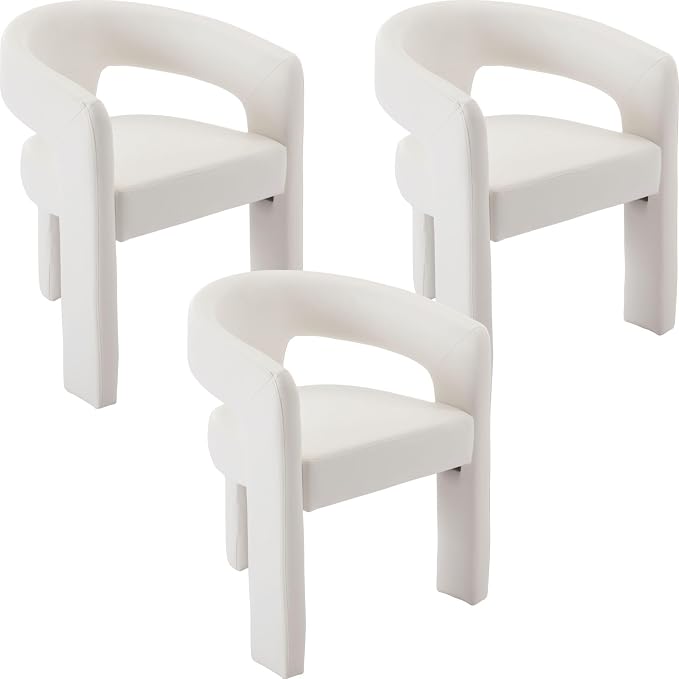 BESTANO Set of 3 Modern PU Leather Upholstered Dining Chairs by BESTANO