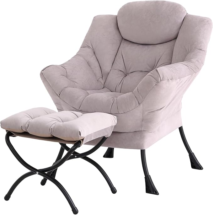 Tiita Modern Lazy Chair with Ottoman, Large Accent Armchair, Leisure Sofa by TiitaHome