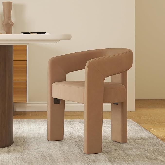 RIVOVA Modern Barrel Dining Chair, Velvet Upholstered Accent Side Chair by RIVOVA