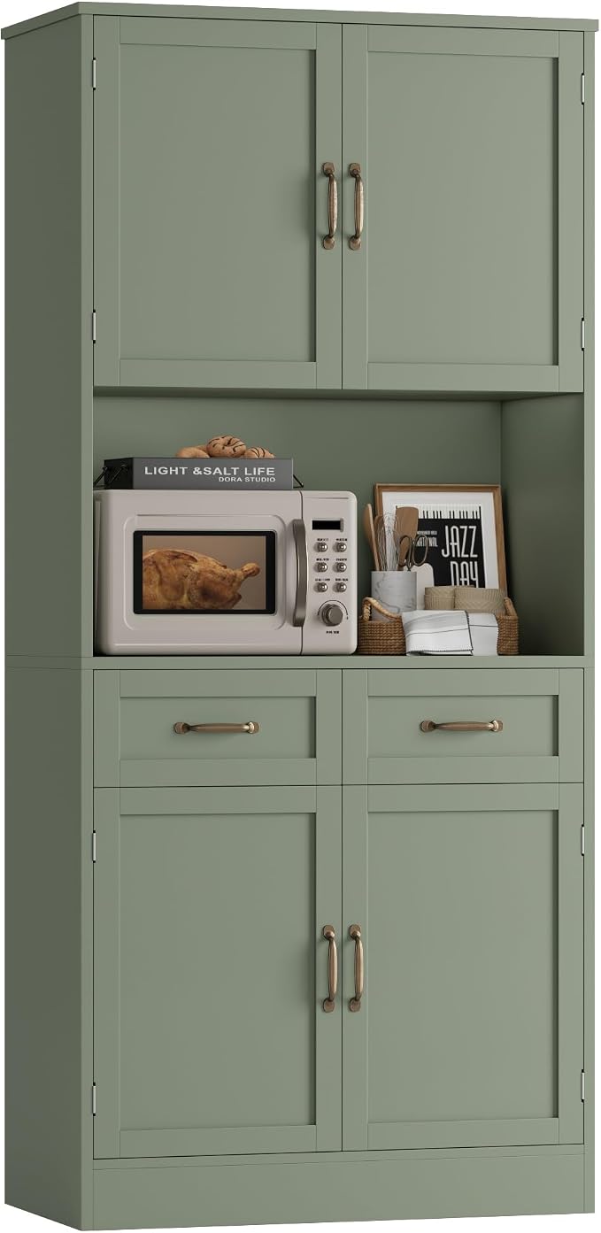 HOSTACK 71“ Tall Kitchen Pantry Storage Cabinet, Modern Kitchen Hutch Bar by HOSTACK