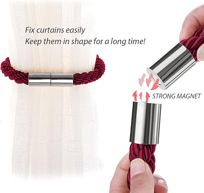 NICEEC 2 Pack Strong Magnetic Curtain Tiebacks Modern Simple Style Drape Tie - Image 4