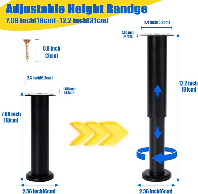 4 PCS Adjustable Height Bed Support Legs - Image 2