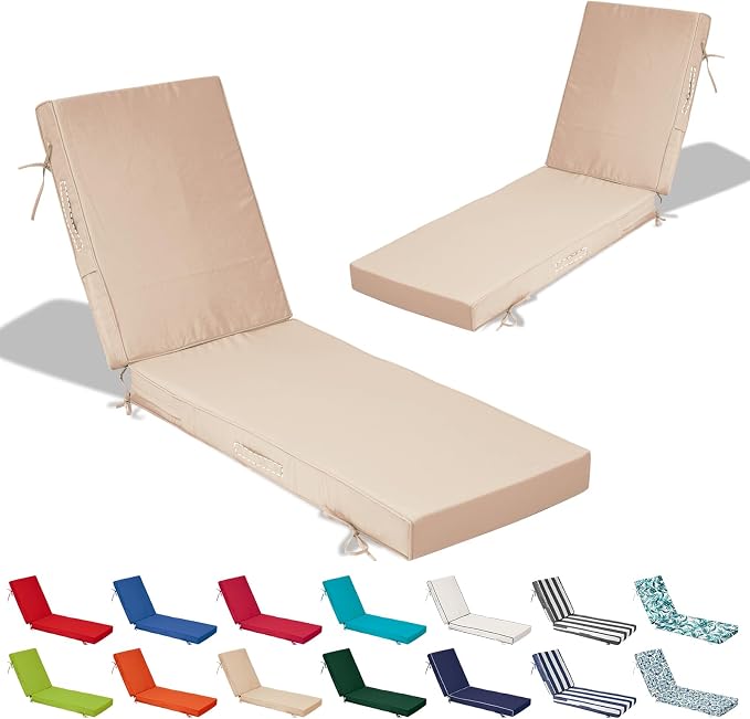 72x21x4in Lounge Cushions for Outdoor Furniture, Outdoor Lounge Chair Cushions by Odsiikly