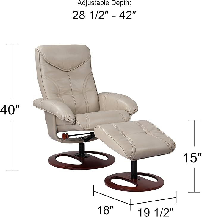 Benchmaster Newport Taupe Swivel Faux Leather Recliner Chair - Image 4