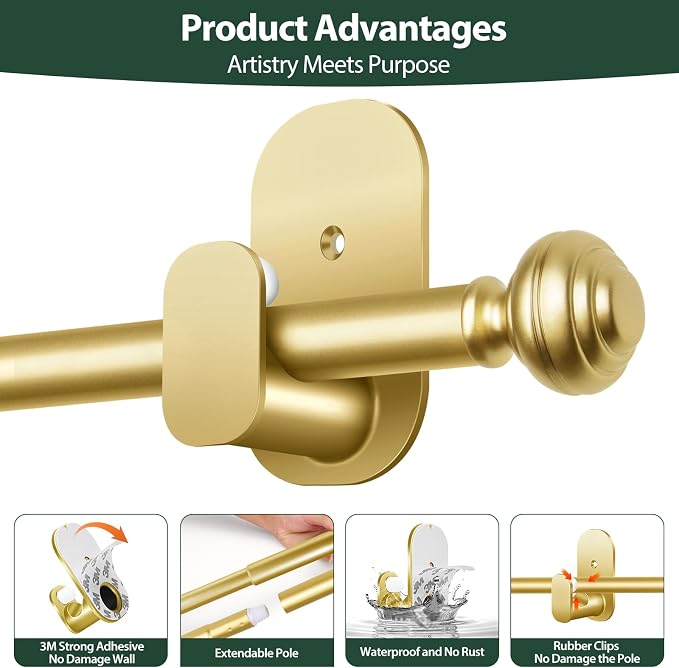 KAMANINA Curtain Rods No Drilling - Image 9