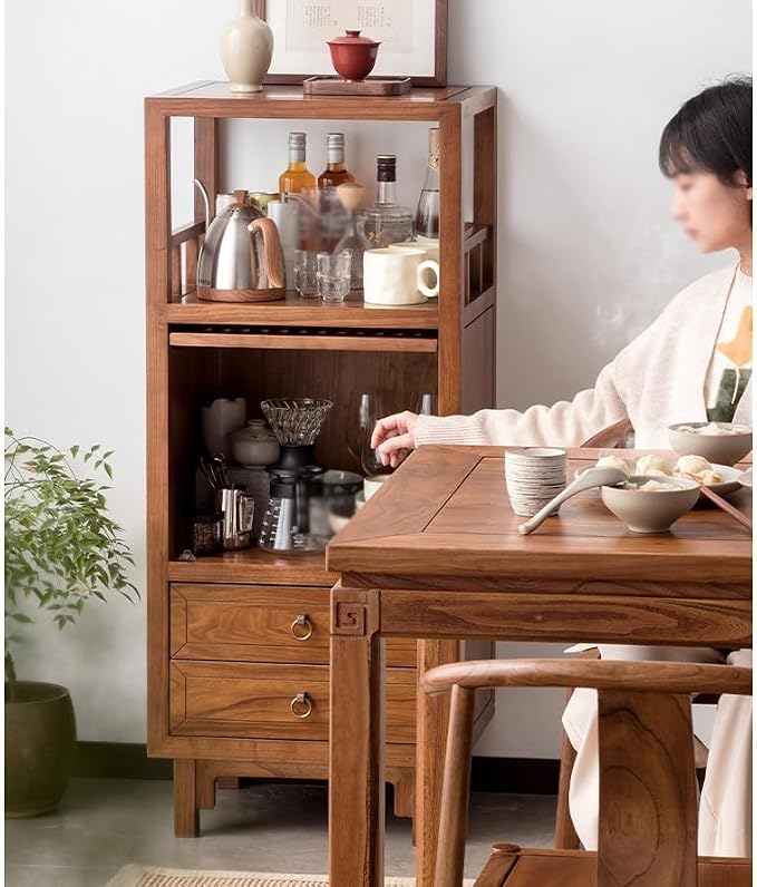 ENGENDER Couch Side Table Chinese Style Wooden Sofa Side Table TV Cabinet - Image 5