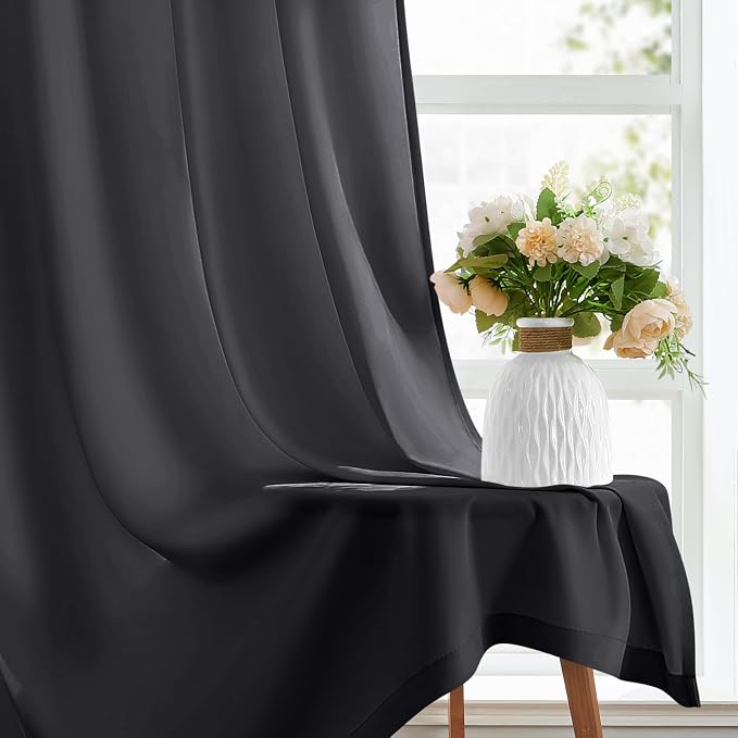 HOMEIDEAS Halloween Non-See-Through Black Privacy Sheer Curtains, 52 X 54 - Image 5