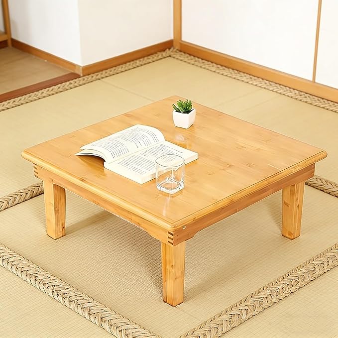 Folding Table, Japanese-Style Household Square Bamboo Table, Computer Desk - Image 3