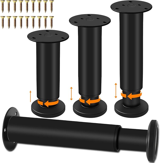 4 Pcs Adjustable Height Furniture Support Legs 10-17 inch, Metal Adjustable by Yoposeo