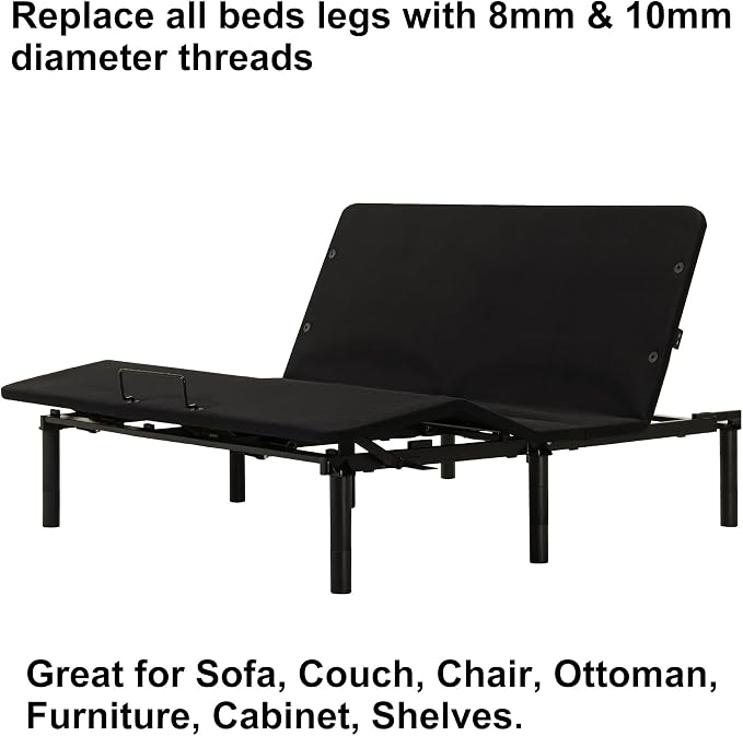 12 Inch Bed Legs Replacement for Adjustable Bed Base Frame, 3 in 1 Screw in Legs - Image 6