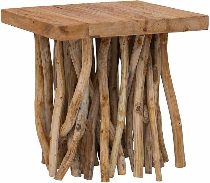 Coffee Table Brown Mixed Recycled Wood Small Rustic Living Room Table Durable - Image 7