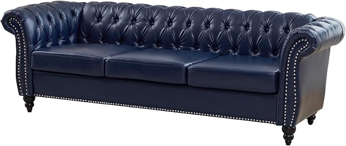 Mid-Century 2 Seater Sofa, Faux Leather Loveseat - Image 7