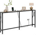 Gewudraw Sofa Table with Oulets and USB Ports, 55.1" Couch Table Behind Sofa by Gewudraw