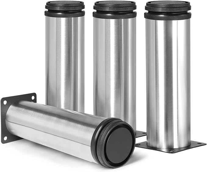 7 Inch Metal Furniture Legs Stainless Steel Adjustable Legs Silver Metal Legs by Masendelk
