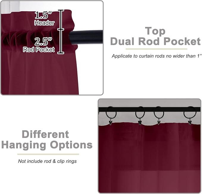 Extra Long Sheer Burgundy Curtains - Image 4