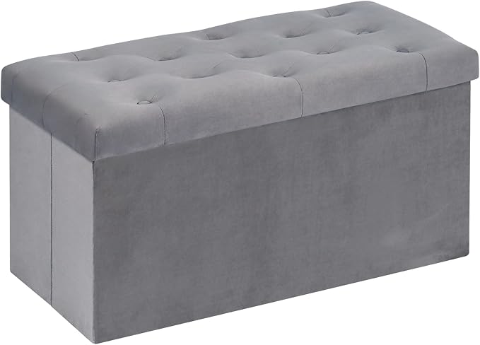 B FSOBEIIALEO Folding Storage Ottoman, Long Ottomans Shoes Bench, Velvet by BFSOBEIIALEO