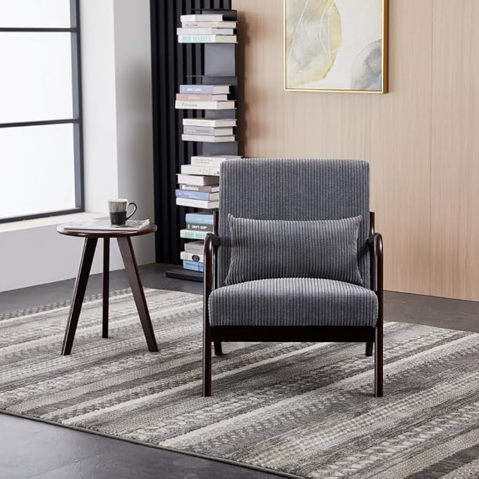 Hanuq】Mid-Century Modern Accent Chair&Coffee Table Set, Vintage Luxury Style - Image 2