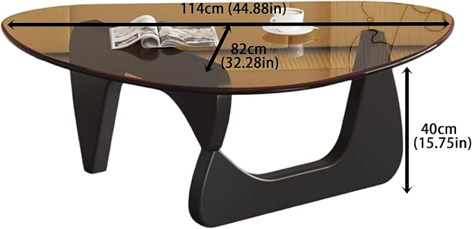EASYSOUL Modern Glass Coffee Table, 44.88" D x 32.28" W x 15.75" H, Abstract - Image 2