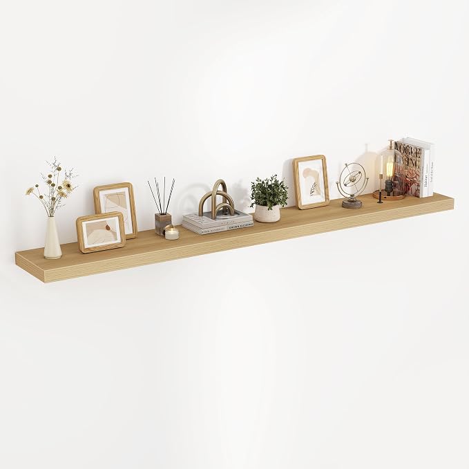 Acovy 72 Inch Floating Shelves, 3D Textured Wood Grain, Wooden Shelves by Acovy