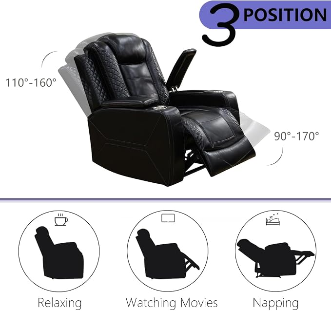 Power Recliner Sofa Set, Living Room Furniture Sets, Luxury Reclining Loveseat - Image 6