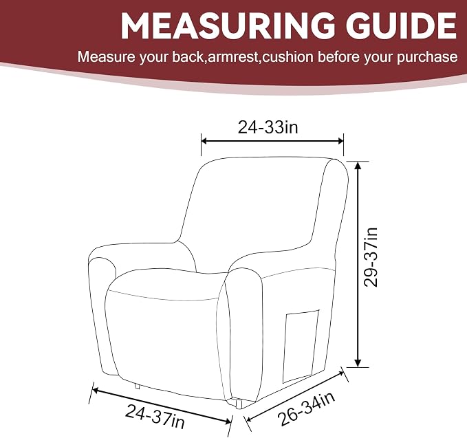 Cupuamon Recliner Chair Covers, Lazy Boy Recliner Covers Stretch Reclining - Image 2
