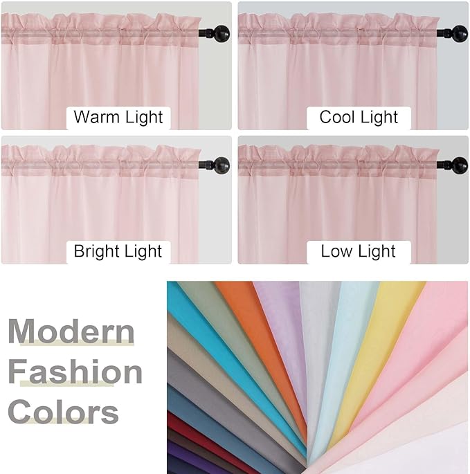 Blush Sheer Curtains for Bedroom Living Room 90 Inches Long 2 Panels Set - Image 6