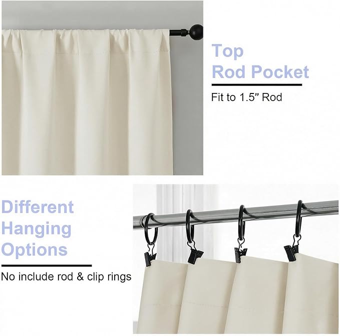 Simplebrand Ava Ivory Short Light Filtering Curtains - Image 4