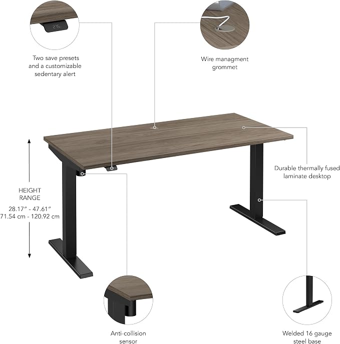 Bush Business Furniture 60-inch Electric Height Adjustable Standing Desk - Image 7
