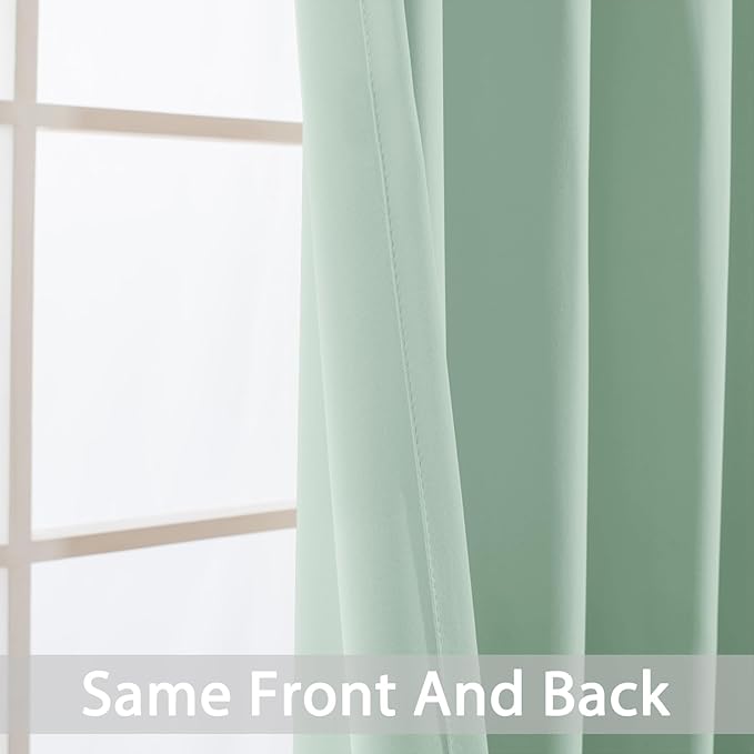 Yakamok Light Sage Green Blackout Curtains - Image 3