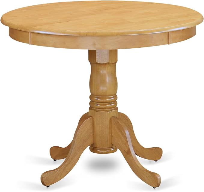 East West Furniture ANVA5-OAK-W 5 Piece Dining Set Includes a Round Dining Room - Image 4