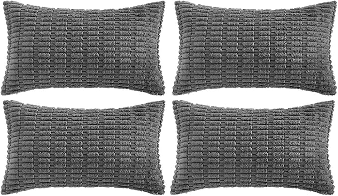 Fancy Homi 4 Packs Dark Grey Decorative Throw Pillow Covers 14x24 Inch by Fancy+Homi