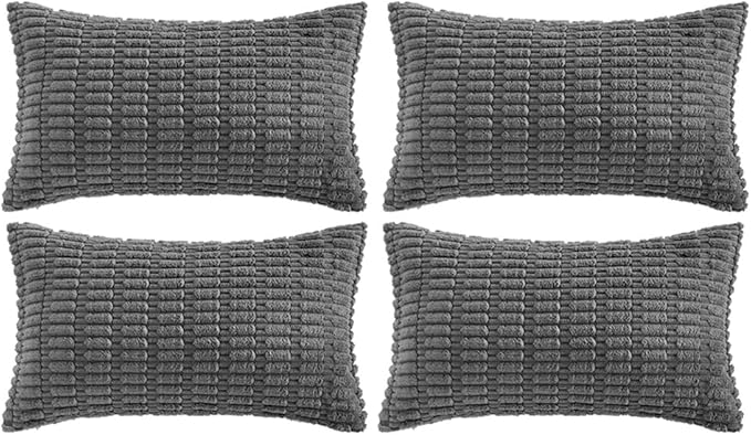 Fancy Homi 4 Packs Dark Grey Decorative Throw Pillow Covers 12x20 Inch by Fancy+Homi
