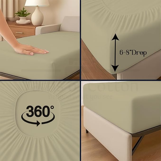 Sleeper Sofa Bed Sheet, 100% Cotton 400 Thread Count, 4 Piece Set, Deep Pocket - Image 9