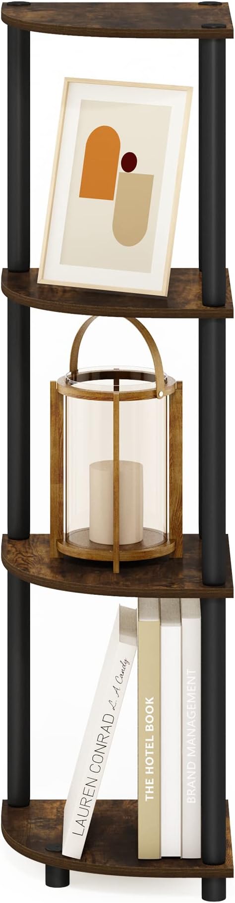 Furinno TURN-N-TUBE Corner Shelf, 4-Tier Corner Bookshelf, Display Storage - Image 4