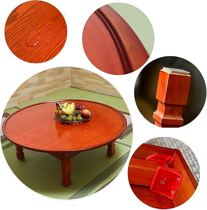 Folding Round Korean Printed Wooden Table – Multi-Use Low Table - Image 6