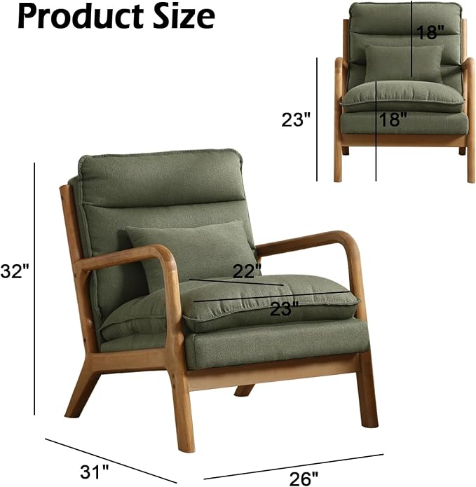 INZOY Accent Chairs Set of 2, Mid Century Modern Accent Chair - Image 2