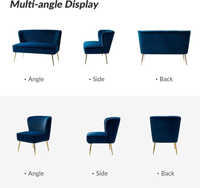 HULALA Home 3 Piece Velvet Living Room Furniture Set, Modern Comfy Upholstered - Image 7